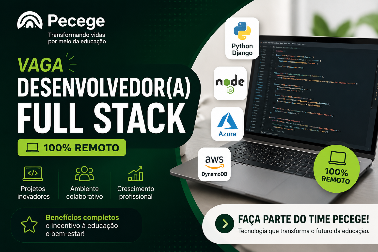 Pecege Abre Vaga Remota para Desenvolvedor(a) Full Stack com Benefícios ...